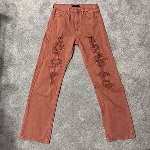 90’s Baggy Aeropostale Rust Orange Distressed Straight Jeans, Women’s 4R